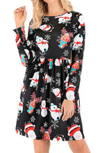 Load image into Gallery viewer, Ladies Christmas Elements Nutcracker Guard Christmas Socks Penguin Polar Bear Print Round Neck Long Sleeve Dress