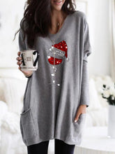 Load image into Gallery viewer, Cozy Christmas Red Wine Glass Print Pocket Top