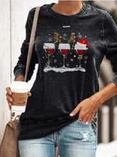 Load image into Gallery viewer, Women Three Glass of Red Wine Santa Hat Christmas Sweatshirts