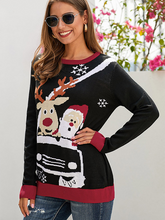 Load image into Gallery viewer, Women's Casual Loose Christmas Santa Pattern Pullover Crew Neck Sweater