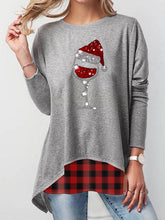 Load image into Gallery viewer, Christmas Red Wine Glass Print Check Panel T-shirt
