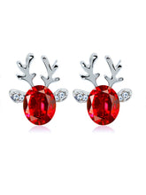 Load image into Gallery viewer, Crystal Gem Antler Stud Earrings