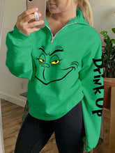 Load image into Gallery viewer, Women's Drink Up Grinches Zip Sweatshirt