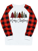 Load image into Gallery viewer, Long Sleeve Plaid Mosaic Christmas Tree Printed Sweatshirt-gray/black/white,4size