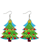 Load image into Gallery viewer, Christmas Snow Elk Christmas Tree PU Leather Earrings