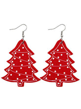 Load image into Gallery viewer, Christmas Snow Elk Christmas Tree PU Leather Earrings