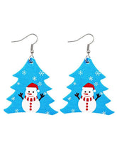 Load image into Gallery viewer, Christmas Snow Elk Christmas Tree PU Leather Earrings