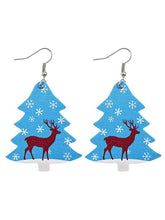 Load image into Gallery viewer, Christmas Snow Elk Christmas Tree PU Leather Earrings