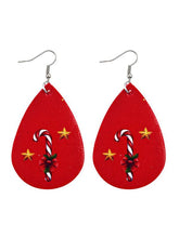 Load image into Gallery viewer, Christmas Snow Elk Christmas Tree PU Leather Earrings
