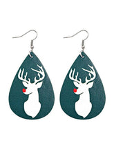 Load image into Gallery viewer, Christmas Snow Elk Christmas Tree PU Leather Earrings