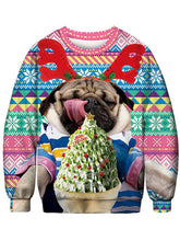 Load image into Gallery viewer, Women's Christmas Dog Printed Sweater-white/pink/red/green,4size