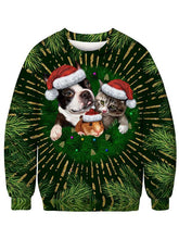Load image into Gallery viewer, Women's Christmas Dog Printed Sweater-white/pink/red/green,4size
