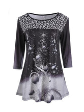 Load image into Gallery viewer, Christmas Tree Asymmetrical Hem Printed T-Shirt