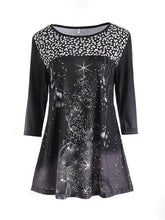Load image into Gallery viewer, Christmas Tree Asymmetrical Hem Printed T-Shirt