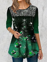 Load image into Gallery viewer, Christmas Tree Asymmetrical Hem Printed T-Shirt