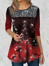 Load image into Gallery viewer, Christmas Tree Asymmetrical Hem Printed T-Shirt