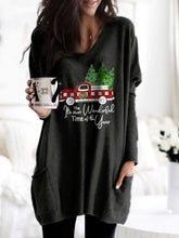 Load image into Gallery viewer, Women's It's The Most Wonderful Time Of The Year Christmas Print Pocket Top