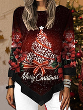 Load image into Gallery viewer, Christmas Tree Printed Asymmetrical Hem T-Shirt