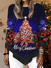 Load image into Gallery viewer, Christmas Tree Printed Asymmetrical Hem T-Shirt