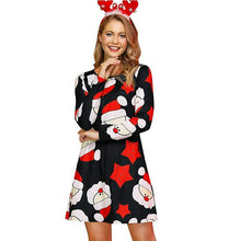Load image into Gallery viewer, Women's Christmas Print Long Sleeve Dress