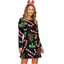 Load image into Gallery viewer, Women's Christmas Print Long Sleeve Dress
