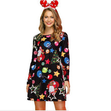 Load image into Gallery viewer, Women's Christmas Print Long Sleeve Dress