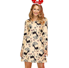 Load image into Gallery viewer, Women's Christmas Print Long Sleeve Dress