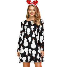 Load image into Gallery viewer, Women's Christmas Print Long Sleeve Dress