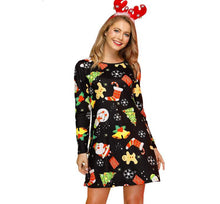 Load image into Gallery viewer, Women's Christmas Print Long Sleeve Dress