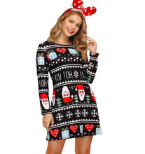 Load image into Gallery viewer, Women's Christmas Print Long Sleeve Dress