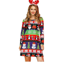 Load image into Gallery viewer, Women's Christmas Print Long Sleeve Dress
