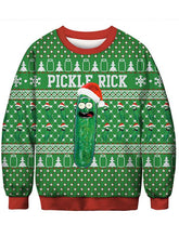 Load image into Gallery viewer, Ladies Christmas Clown Rick Printed Sweateshirt-black/green/red,4size