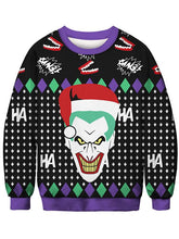 Load image into Gallery viewer, Ladies Christmas Clown Rick Printed Sweateshirt-black/green/red,4size