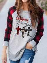 Load image into Gallery viewer, Women's Christmas Begins With Christ Cross Print T-shirt