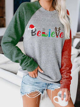 Load image into Gallery viewer, Women's Believe Christmas Print Contrast Top