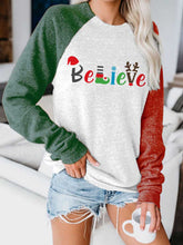 Load image into Gallery viewer, Women's Believe Christmas Print Contrast Top