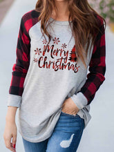 Load image into Gallery viewer, Women's Merry Christmas Plaid Long Sleeve Top