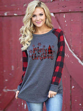 Load image into Gallery viewer, Women's Merry Christmas Plaid Long Sleeve Top