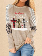 Load image into Gallery viewer, Women's Faith Christmas Printed Christmas Begins With Christ Leopard Stitching Casual Sweatshirt