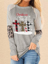 Load image into Gallery viewer, Women's Faith Christmas Printed Christmas Begins With Christ Leopard Stitching Casual Sweatshirt