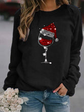 Load image into Gallery viewer, Women's Christmas Wine Glass Print Long Sleeve Sweatshirt