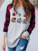 Load image into Gallery viewer, Ladies FAITH & HOPE & LOVE Christmas Snowman Print T-shirt