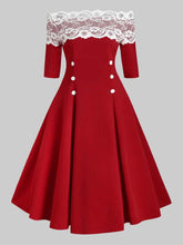 Load image into Gallery viewer, Women's Christmas One-Neck Lace Strapless Hip Slim Dress