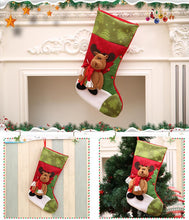 Load image into Gallery viewer, Christmas socks gift bag fireplace ornaments bear snowman santa