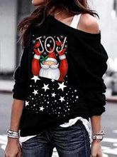 Load image into Gallery viewer, JOY Santa Cartoon Print Sweatshirt