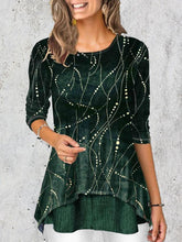 Load image into Gallery viewer, Christmas Wave Print 3/4 Sleeve Casual T-Shirt