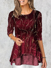 Load image into Gallery viewer, Christmas Wave Print 3/4 Sleeve Casual T-Shirt