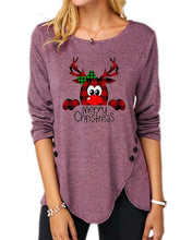 Load image into Gallery viewer, Women's  Christmas Print Casual Long Sleeve Round Neck T-Shirt