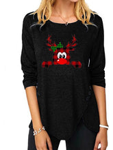 Load image into Gallery viewer, Women's  Christmas Print Casual Long Sleeve Round Neck T-Shirt