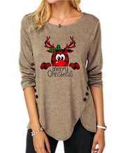 Load image into Gallery viewer, Women's  Christmas Print Casual Long Sleeve Round Neck T-Shirt